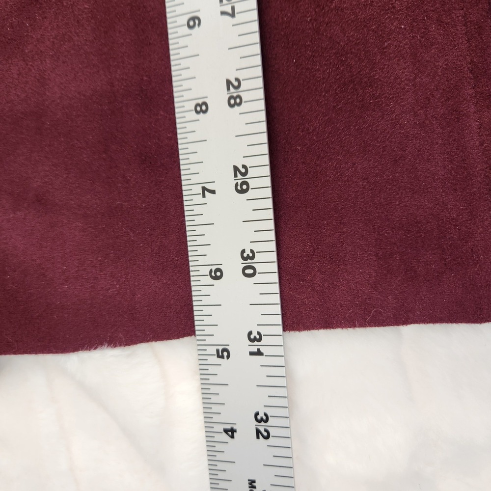 Chicos XL Faux Suede Drape Front Open Cardigan Jacket Burgundy Maroon Maroon Red - Picture 9 of 9